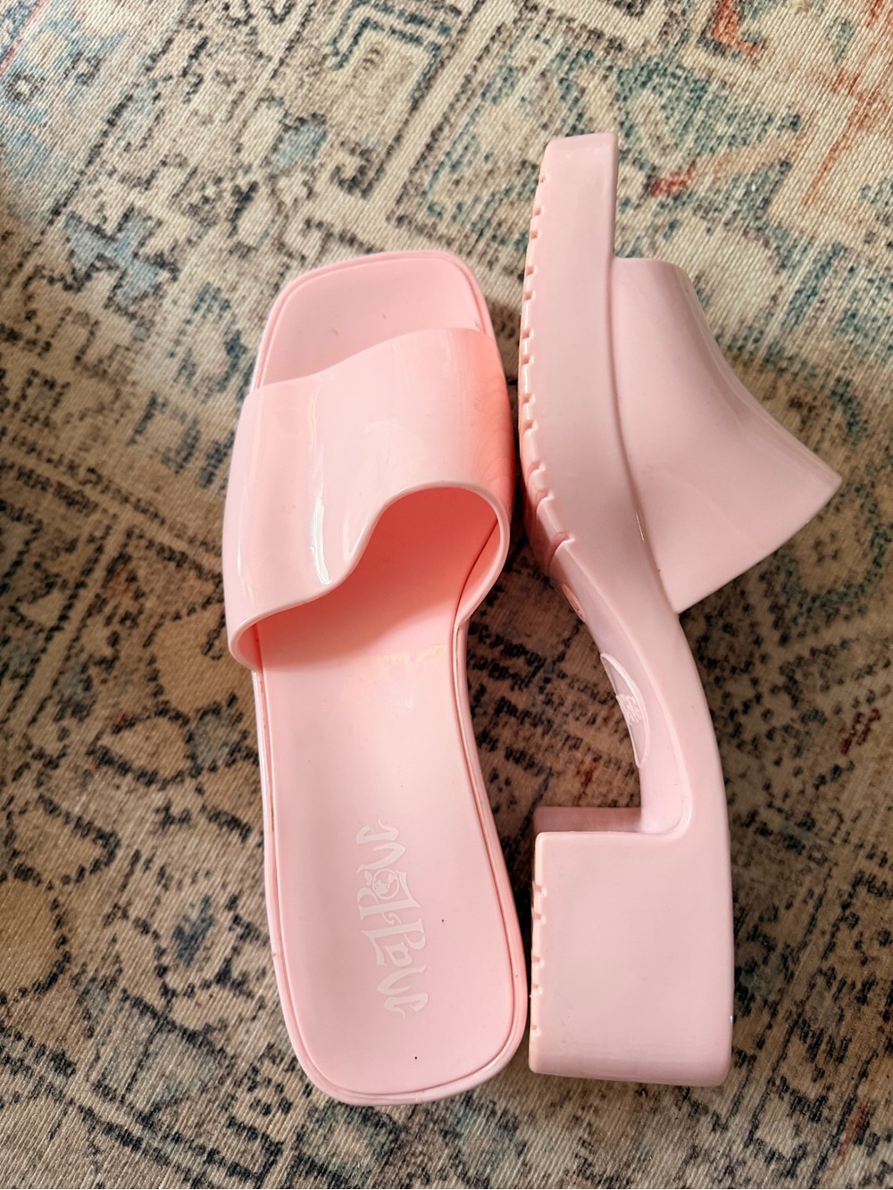 Love Pink Patent Slide Mules - Picture 2 of 3